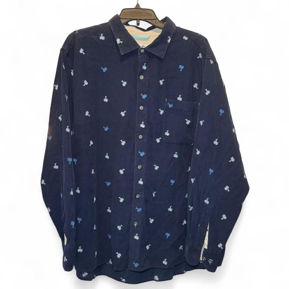 Tommy Bahama Men’s Navy lightweight corduroy long sleeve button down shirt XXL